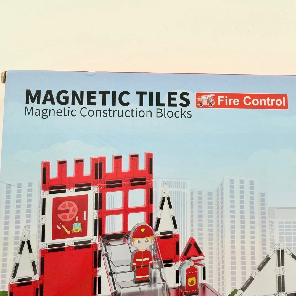 Magnetic Tiles Fire Station Creative Open-Ended Play Skill Building Set